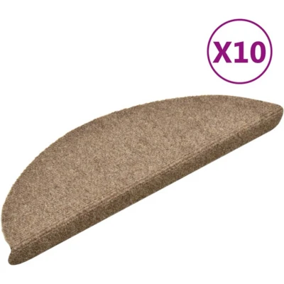 Afbeelding van Trapmatten zelfklevend 10 st 56x17x3 cm naaldvilt crèmekleurig