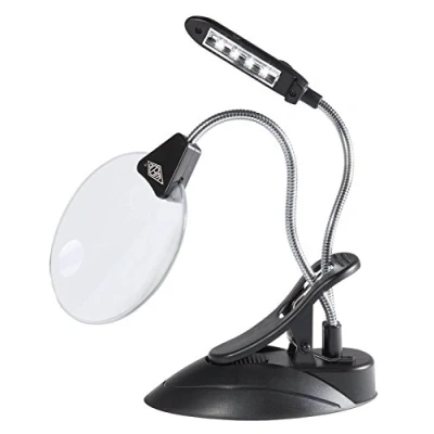 Image de WEDO loupe de table avec lampe à DEL, serre joint, noir