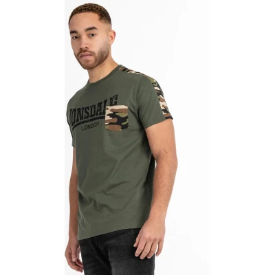 Afbeelding van Lonsdale Normale Passform Huxter Tshirt print, Heren, Maat: Large, Olive black