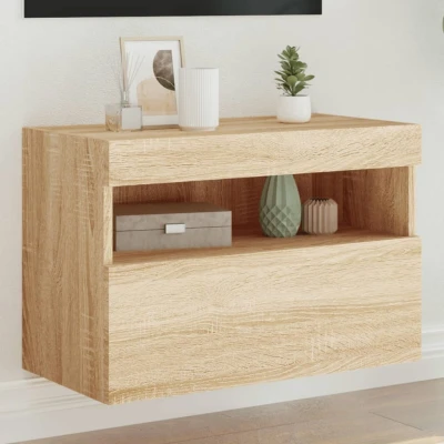 Afbeelding van Tv wandmeubel met LED verlichting 60x30x40 cm sonoma eikenkleur