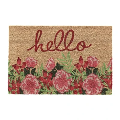 Afbeelding van Relaxdays deurmat kokos 40 x 60 cm kokosmat Hello weerbestendig antislip