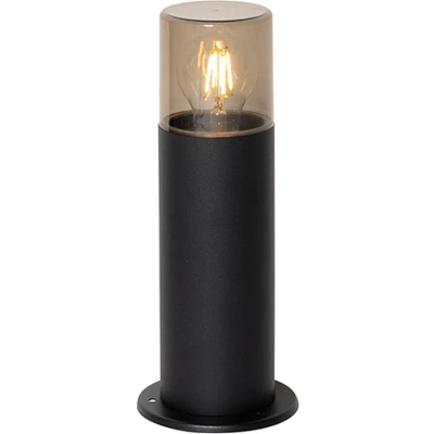 Afbeelding van QAZQA Staande buitenlamp zwart met smoke kap 30 cm IP44 Odense
