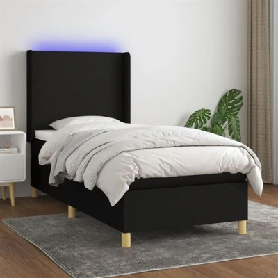 Afbeelding van vidaXL Boxspring met matras en LED stof zwart 90x190 cm