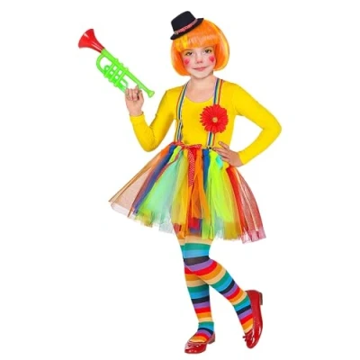 Afbeelding van Widmann Kinderkostuum clown, tutu, bretels met bloemen, mini hoed, carnaval, themafeest, circus