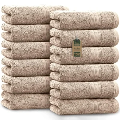 Afbeelding van NatureMark 12 gastendoekjes, 100% katoen, zandkleurig, 30 x 50 cm