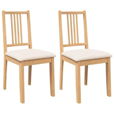 Afbeelding van vidaXL Eetkamerstoelen met kussens 2 st massief hout naturel rubber