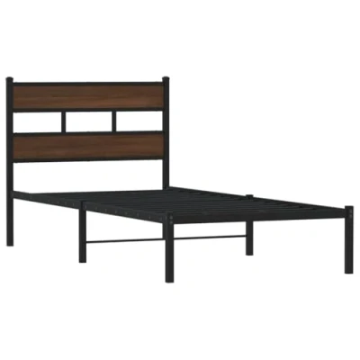 Afbeelding van vidaXL Bedframe met hoofdbord zonder matras bruin eiken 107x203 cm