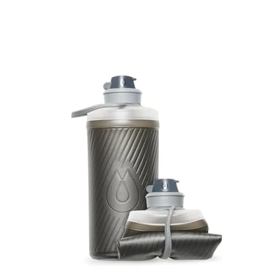 Afbeelding van Hydrapak Flux Mammoet grijs opvouwbare waterfles voor rugzak (1 liter) BPA vrij, ultralicht, schroefsluiting