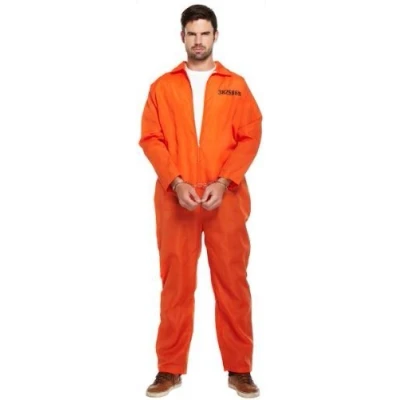 Afbeelding van U38479 Verkleedkleren voor heren, oranje gevangenis jumpsuit