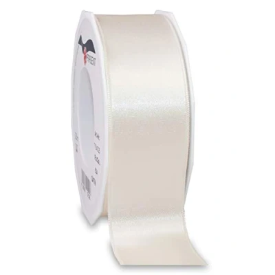 Image de C.E. Pattberg SATIN Ivoire (crème), Rouleau de 25 m Ruban Satinée pour Emballage Cadeau, Largeur 40 mm, Accessoire Décoration et Bricolage, Décoratif Présents, en Toute Occasion