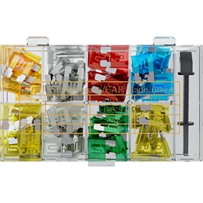 Afbeelding van Fixpoint 1025 2 20342 Standaard Platte Zekering 5 A 7.5 10 15 20 25 30 Blauw Rood Wit Geel Groen Lichtbruin Bruin 100 Stuks
