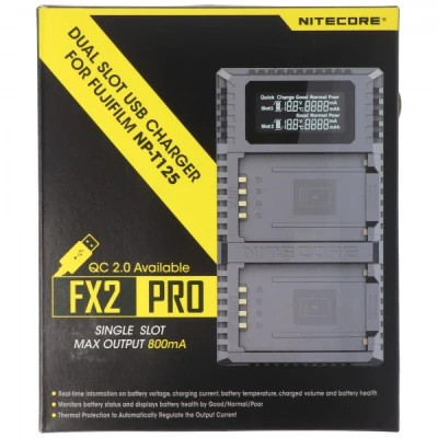 Afbeelding van Nitecore FX2 PRO USB lader, lader voor Fujifilm NP T125 batterij, geschikt Fuji GFX 50S, 50R camera&#039;s