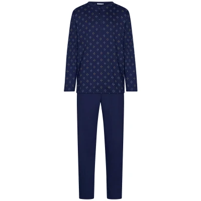 Afbeelding van Katoenen heren pyjama nachtblauw Blauw Maat XL