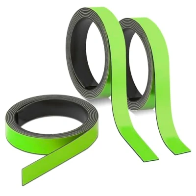 Afbeelding van 3 magneetstrips groen, ca. 1 cm x m, om op whiteboards, opbergplanken, kalenders mag_236