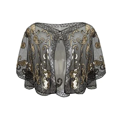 Afbeelding van ArtiDeco damessjaal, jaren 1920, met pailletten, art deco, vintage, sjaal, omslagdoek