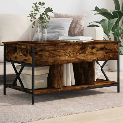 Afbeelding van vidaXL Salontafel 100x55x50 cm bewerkt hout en metaal gerookt eiken