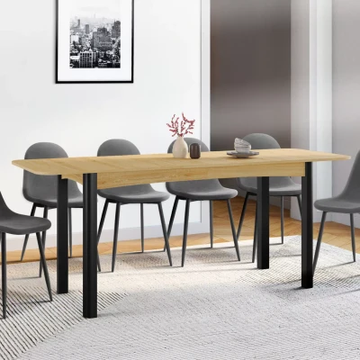 Afbeelding van Table à manger extensible rectangle JUNE 6 10 personnes bois et noir 160 200 cm