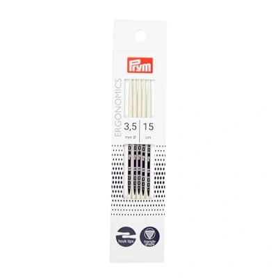 Afbeelding van Prym Ergonomische dubbele punt breinaalden 15 cm 2,50 mm x 1, wit, één maat