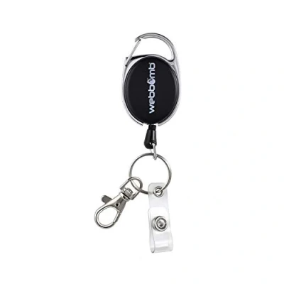 Afbeelding van WEBBOMB® ID hoes met karabijnhaak en sleutelhanger, zwart