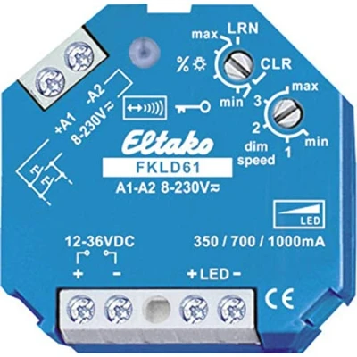 Afbeelding van Eltako FKLD61 Dimactor Draadloos 1 kanaals Inbouw (in muur) Schakelvermogen (max.) 30 W Bereik max. het vrije veld) m