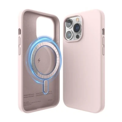 Afbeelding van elago Magnetische siliconen hoes, compatibel met iPhone 13 Pro (6,1 inch), MagSafe, ingewerkte magneten, premium vloeibare siliconen, beschermhoes (schattig roze)