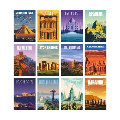 Afbeelding van Grupo Erik Boek met 24 ansichtkaarten van de wereld, esthetische voor originele geschenken, mooie om je album compleet te maken, vintage geïllustreerd door