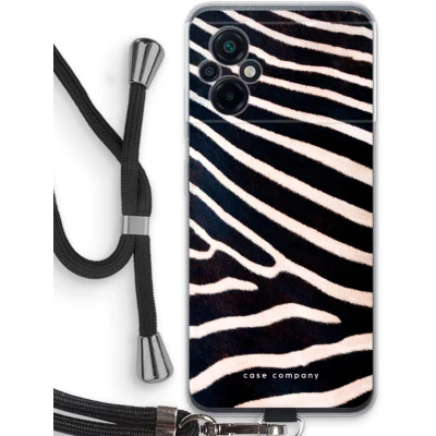 Afbeelding van Case Company® hoesje met Koord geschikt voor Xiaomi Poco M5 Zebra Telefoonhoesje Zwart Bescherming aan alle Kanten en Over de Schermrand