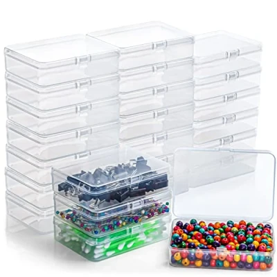 Afbeelding van Belle Vous Kleine Doorzichtige Plastic Container Doosjes met Gescharnierd Deksel (24 Pak) L11,5 x B8,5 H2,8 cm Mini Bak voor Pillen, Kralen, Sieraden &amp; Hobby Items