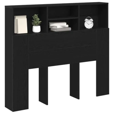 Afbeelding van vidaXL Hoofdbord Kast Zwart Eiken Bewerkt Hout 120 x 19 103,5 cm
