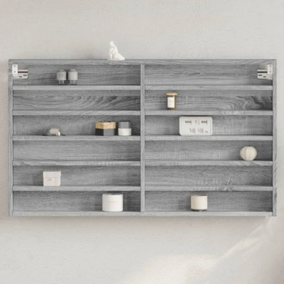 Afbeelding van Vitrinekast 100x8,5x58 cm bewerkt hout grijs sonoma eikenkleur