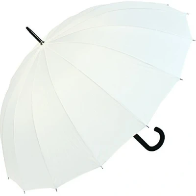 Afbeelding van iX brella Lang Hoogwaardige 16 delige paraplu met stormbestendig automatisch mechanisme, Wit, Automatische