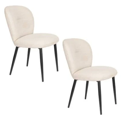 Afbeelding van Housecraft living Alaz Eetkamerstoelen Off white Set van 2