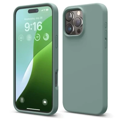 Afbeelding van elago Compatibel met iPhone 16 Pro Max hoesje, hoogwaardige vloeibare siliconen hoes, volledige beschermhoes, schokbestendig, slanke telefoonhoes
