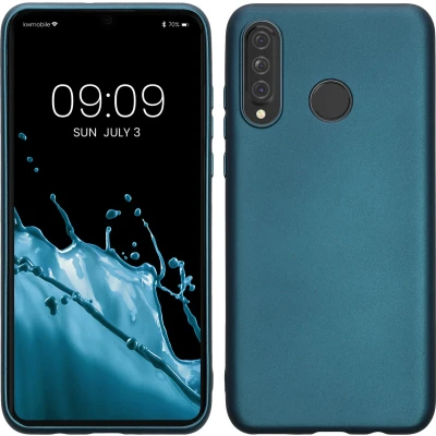 Afbeelding van kwmobile telefoonhoesje geschikt voor Huawei P30 Lite Hoesje smartphone Back cover in Metallic carabisch blauw
