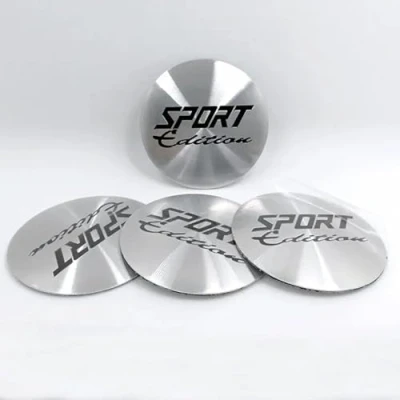 Afbeelding van Set van 4 wieldoppen voor sporteditie 56 mm, wieldoppen, stickers badge, autoaccessoires, decoratieve accessoires, zilver