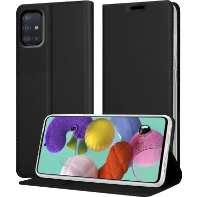 Afbeelding van Cadorabo Hoesje geschikt voor Samsung Galaxy A51 5G in CLASSY ZWART Beschermhoes met magnetische sluiting, standfunctie en kaartvakje Book Case Cover Etui
