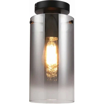 Afbeelding van Freelight Plafondlamp Ventotto H 33 cm Ø 15 rook glas zwart