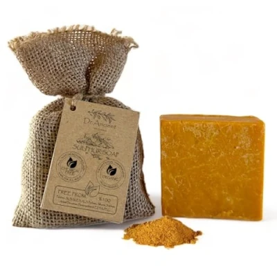Image de Dr.Ancient Nouveau look, même grand morceau de Savon au soufre, biologique, naturel, végétalien, traditionnel, fait à la main, antique absolument pas produits chimiques ! naturel pur