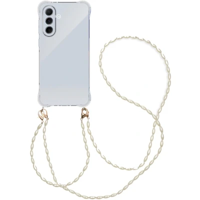 Afbeelding van imoshion Hoesje Geschikt voor Samsung Galaxy A56 Backcover met koord + armband Parels Transparant
