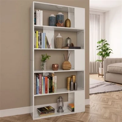 Afbeelding van Boekenkast/kamerscherm 80x24x159 cm hoogglans wit