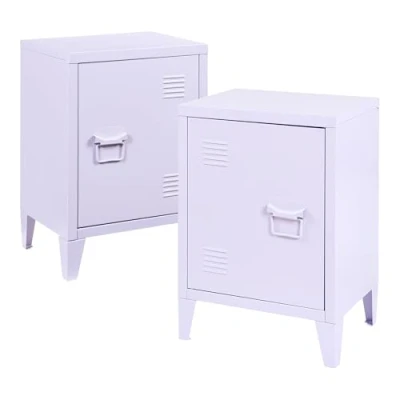 Afbeelding van Nachtkast Inari set van 2 metaal 57x40x30 cm lichtpaars [en.casa]