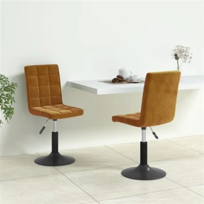 Image de vidaXL Chaises pivotantes à manger lot de 2 marron velours335739