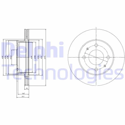 Afbeelding van DELPHI BG3946 Remschijf 234 18 4 Geventileerd Geolied Semi finished Zonder wiellager, ABS sensorring HYUNDAI: Amica / Atoz