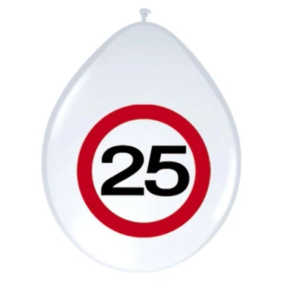 Afbeelding van Ballon 25 jaar Verkeersbord 8 stuks
