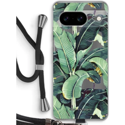 Afbeelding van Case Company® hoesje met Koord geschikt voor Google Pixel 8 Bananenbladeren Telefoonhoesje Zwart Bescherming aan alle Kanten en Over de Schermrand