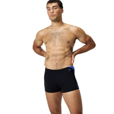 Afbeelding van Speedo Hyperboom Splice Aquashort Zwart/Blauw Heren Sportzwembroek Maat 6