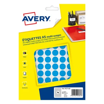 Image de Avery PET15B pastilles de marquage Ø 15 mm (960 pièces) bleu