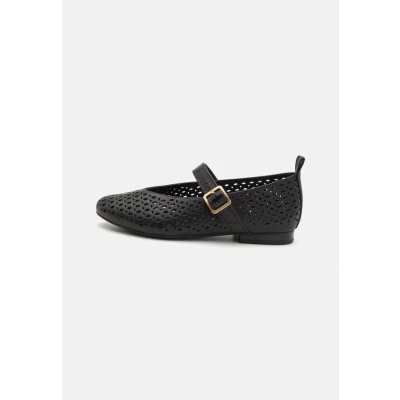 Afbeelding van Clarks Fawna JANE Ballerina&#039;s met enkelbandjes, Dames, Maat: 39, Black Leer