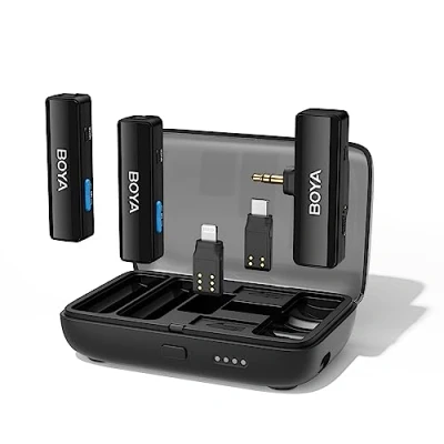 Afbeelding van Boya BOYALINK Lavalier draadloze microfoon, 2,4 GHz, tweekanaals klikmicrofoonsysteem voor smartphones, DSLR camera&#039;s, camcorders, tablets, YouTube, video, vlog,