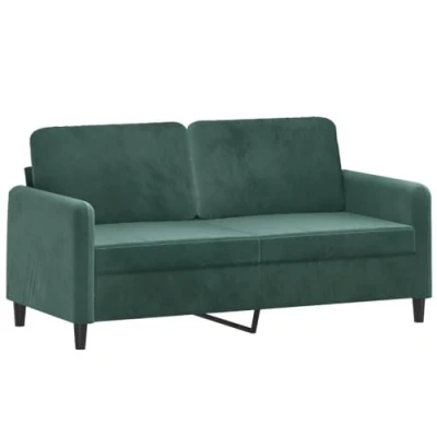 Image de vidaXL Canapé à 2 places Vert foncé 140 cm Velours359305